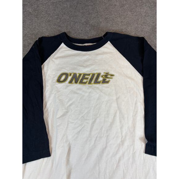 Vintage 90s O'neill Raglan 3/4 Sleeve Shirt Mens XL White Black Streetwear Tee - Picture 2 of 5
